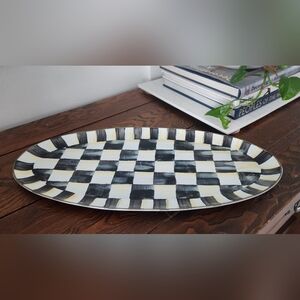 New! Beautiful black& white checked oval plate or trinket tray!